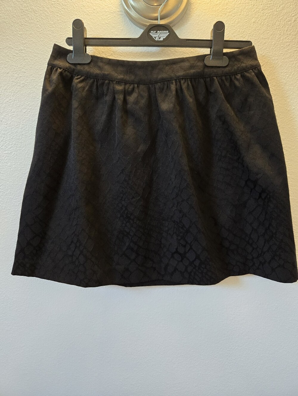 Women's Black Textured A-Line Skirt with Subtle Pattern